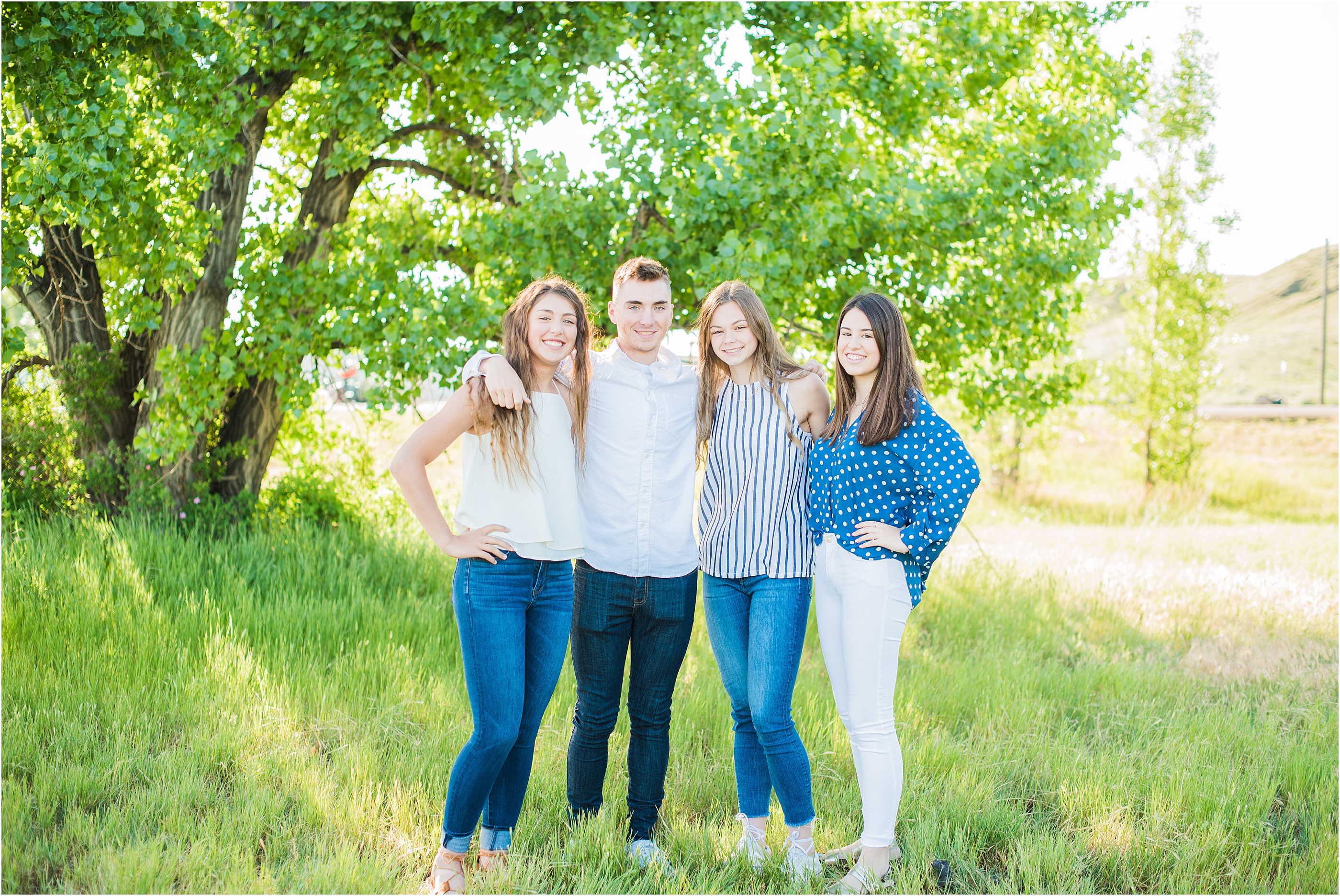 family posing with montana greenery14