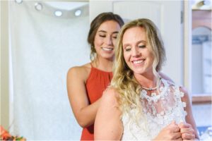 bride getting ready for her montana wedding