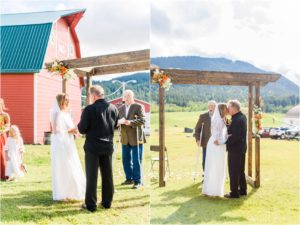 bride and groom taking portraits in mountain montana